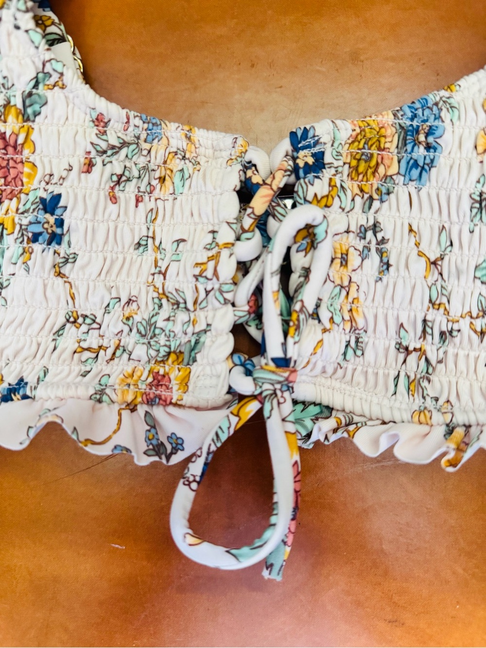 Floral Smocked Cream Bikini Top with 3 Black Swim Bottoms - Women Swim - Picture 11 of 15